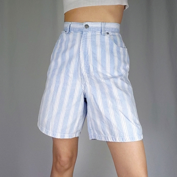 vintage striped denim shorts